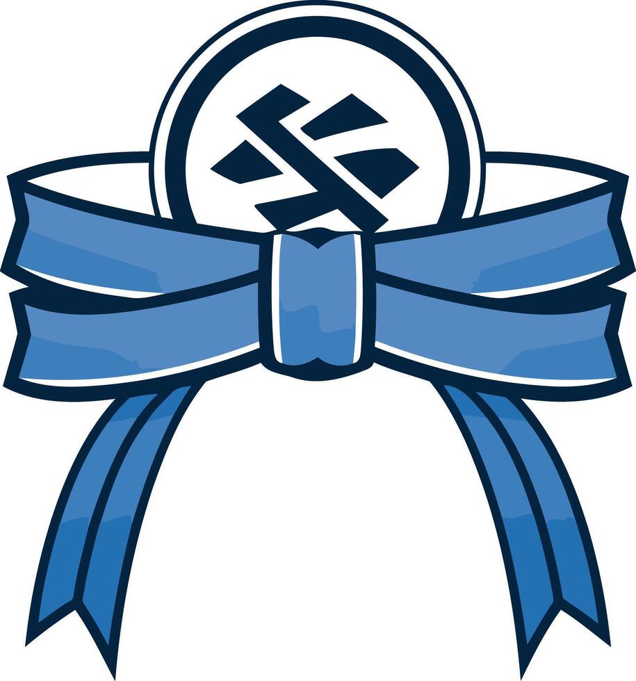 A bold and eye-catching logo featuring a stylized ribbon tied around a circular emblem vector
