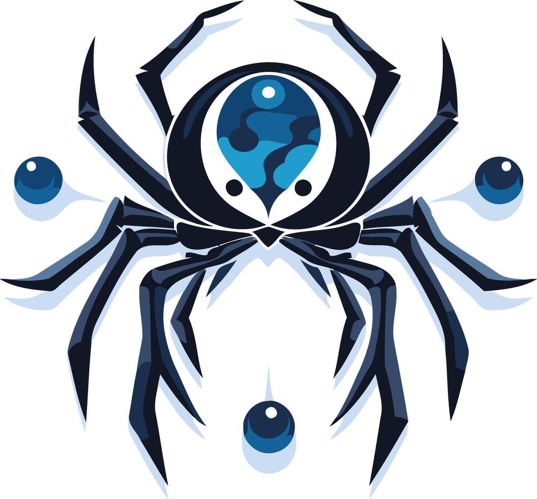 Stylized Black Spider with Blue Eyes vector