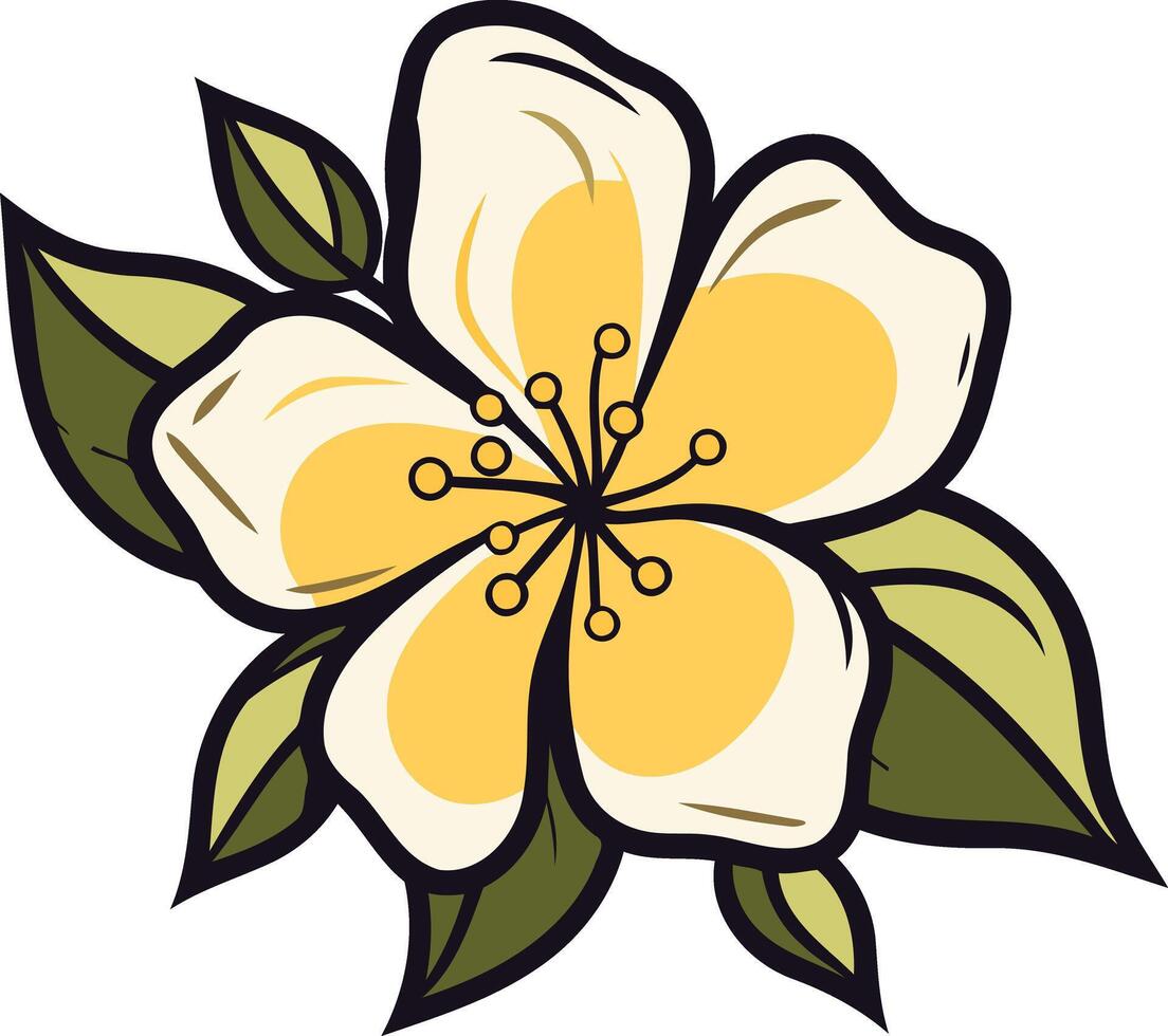 A vibrant yellow flower with white petals and green leaves, perfect for adding a touch of nature to your design vector