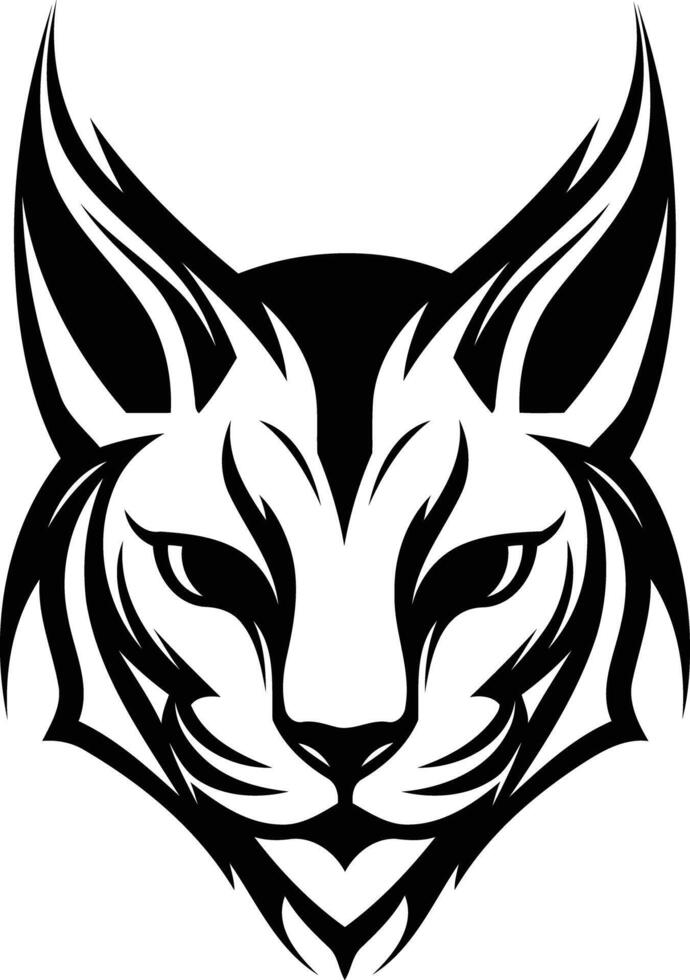 A powerful and minimalist black and white logo design featuring a lynx's head vector