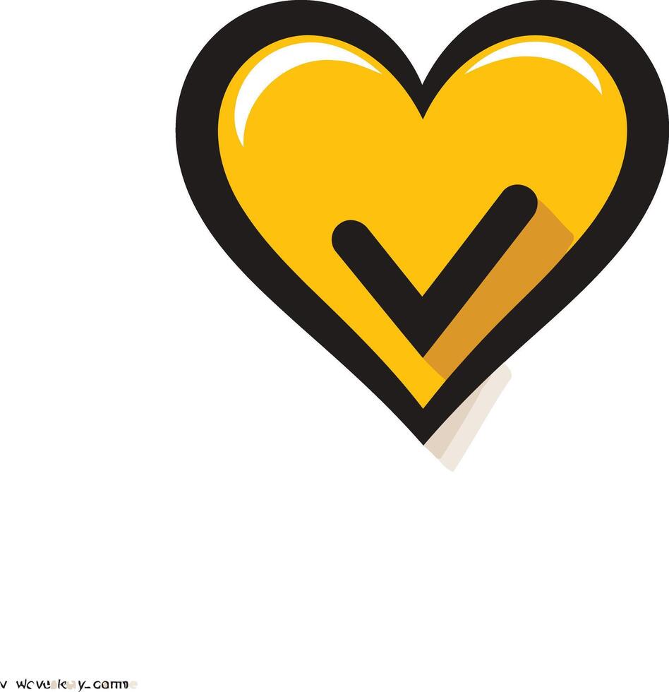 Yellow Heart with Checkmark vector