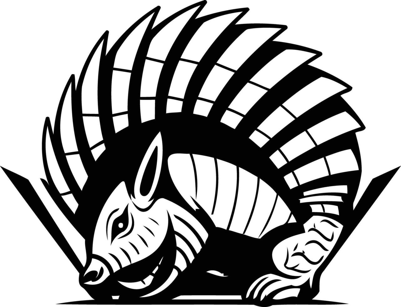 A bold, black and white illustration of an armadillo, perfect for branding, logos, or as a mascot vector