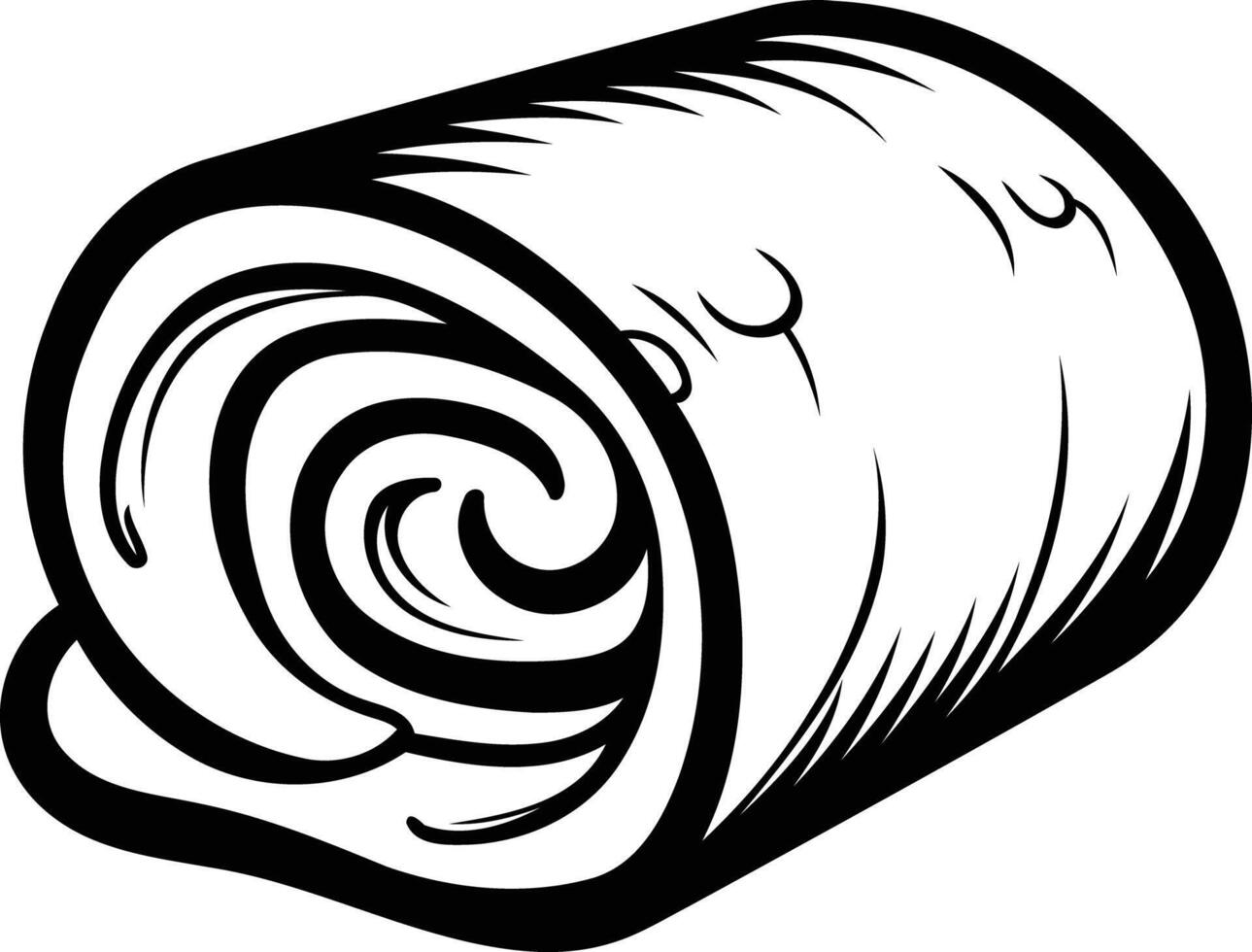 A black and white illustration of a rolled up sushi vector