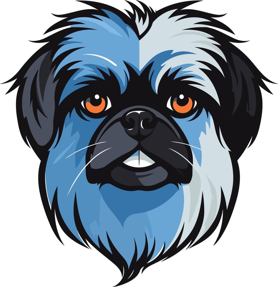 Blue and White Pekingese Dog Portrait vector