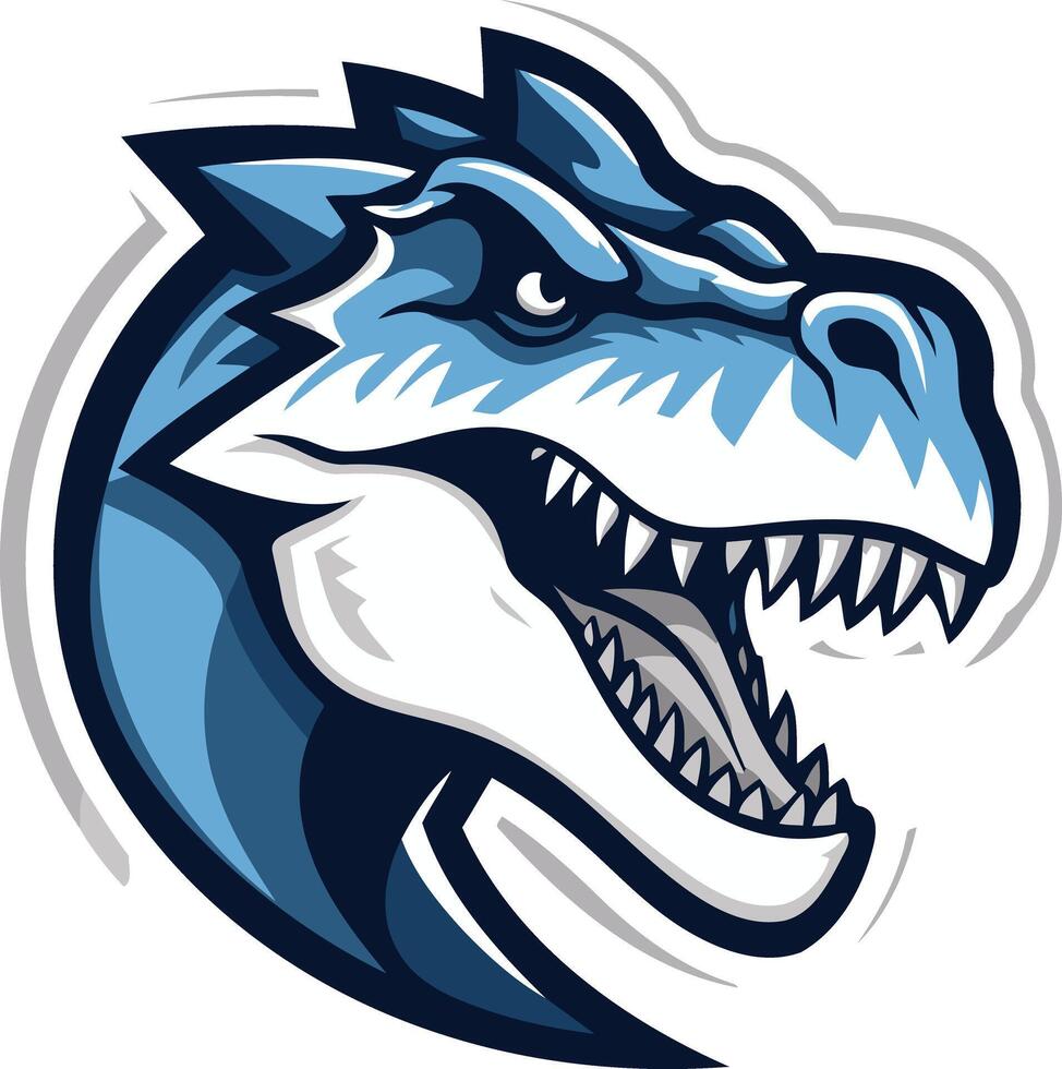 Blue and White Fearsome Dinosaur Mascot vector