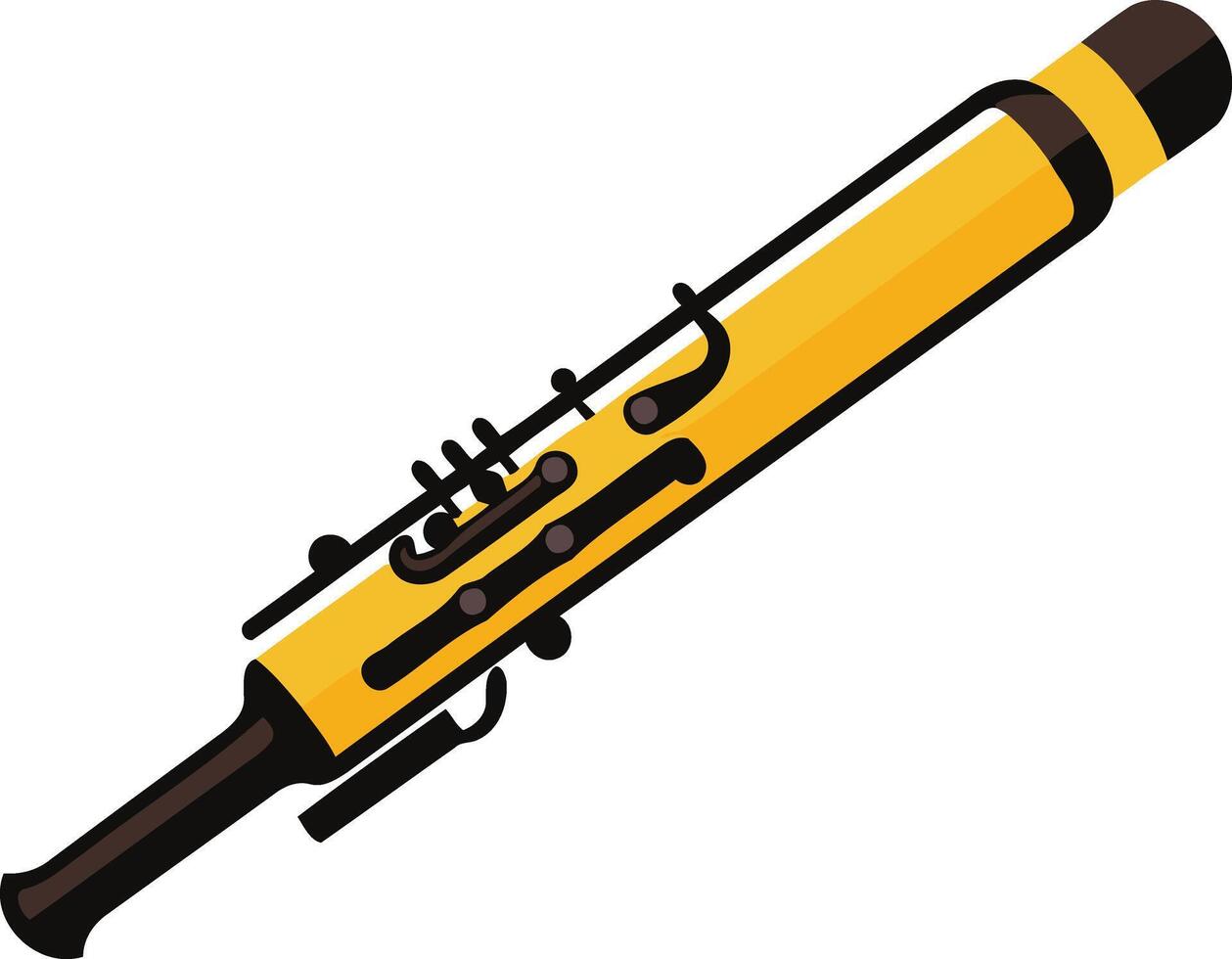 A simple, cartoon-style illustration of a clarinet, perfect for illustrating music, musical education, or instruments vector