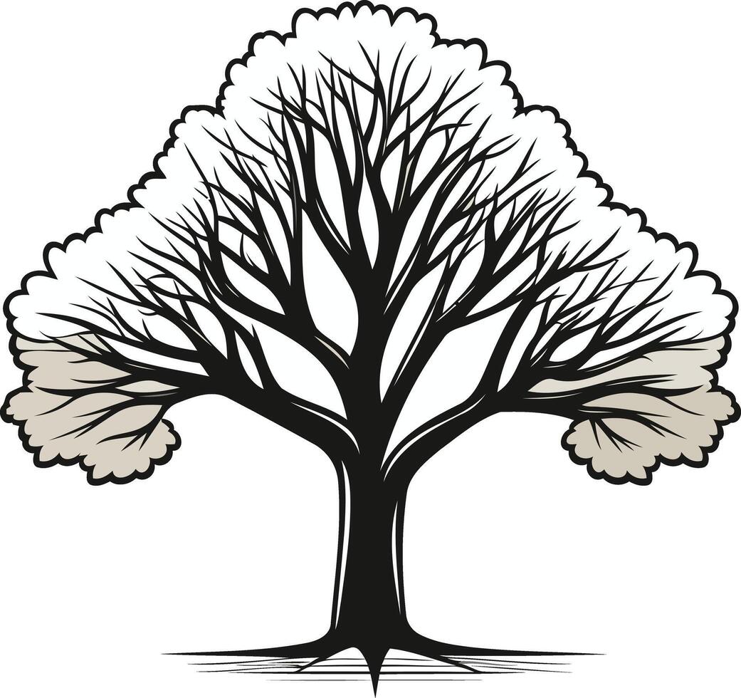 Simple black and white illustration of a bare tree, perfect for logo design, branding, or nature themed projects vector