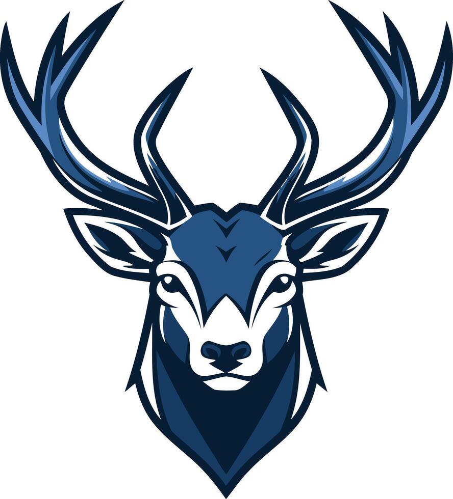 Powerful blue stag head logo design, perfect for sports teams, businesses, or any brand seeking a strong and confident identity vector