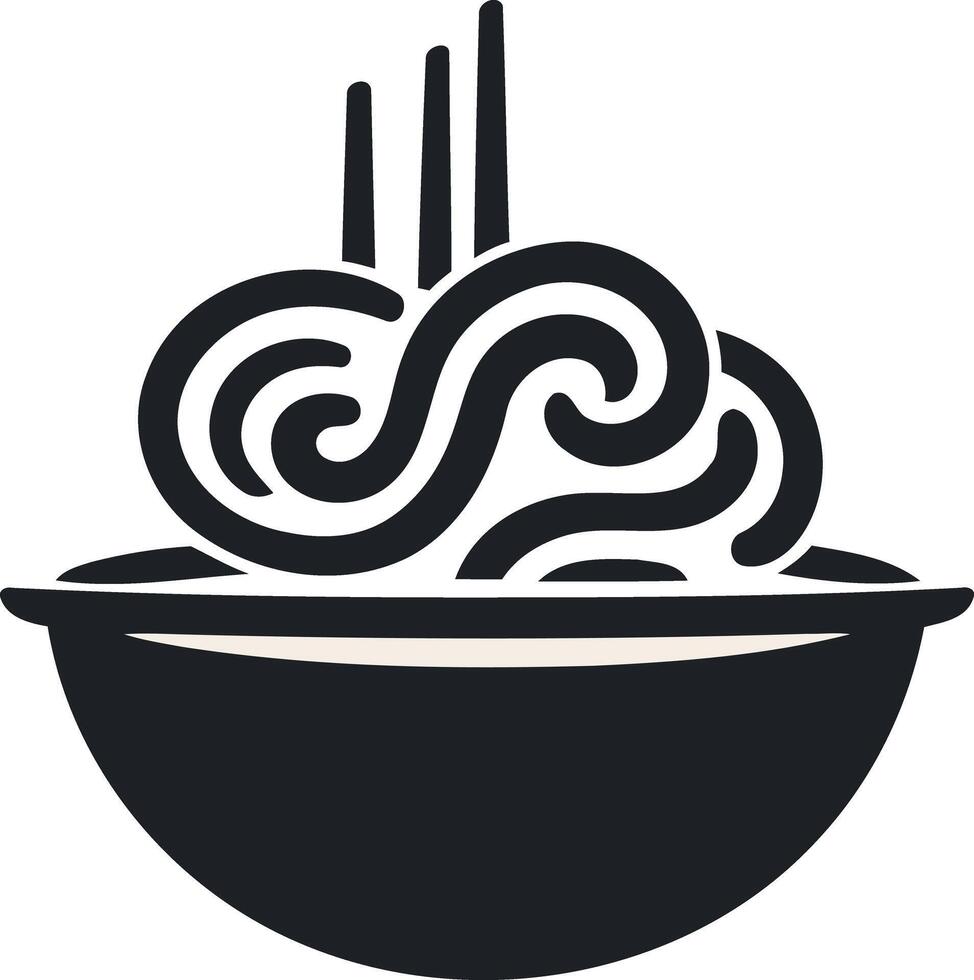 Bowl of Steaming Noodles, Simple Illustration vector