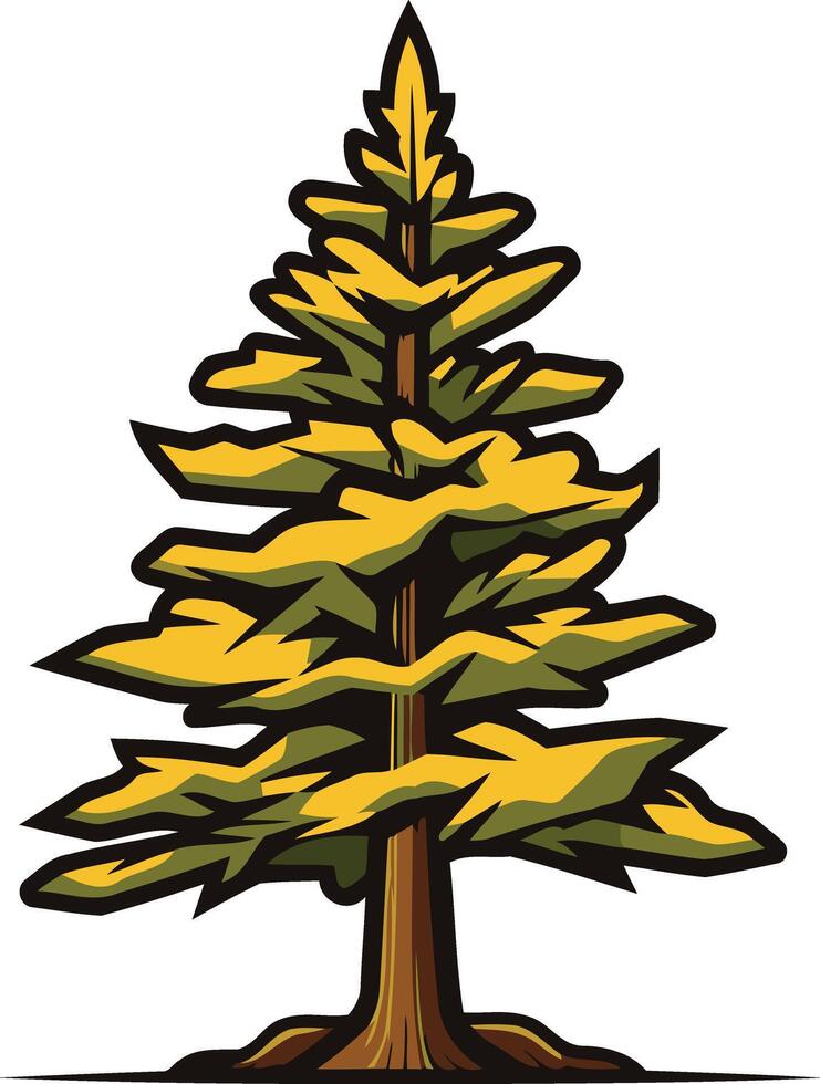 Yellow Pine Tree on White Background vector