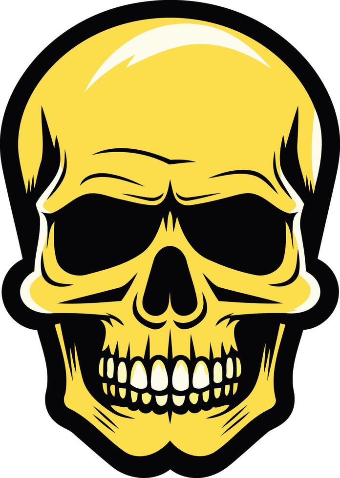 A bold and stylized yellow skull illustration, perfect for adding a touch of danger and edginess to your designs vector