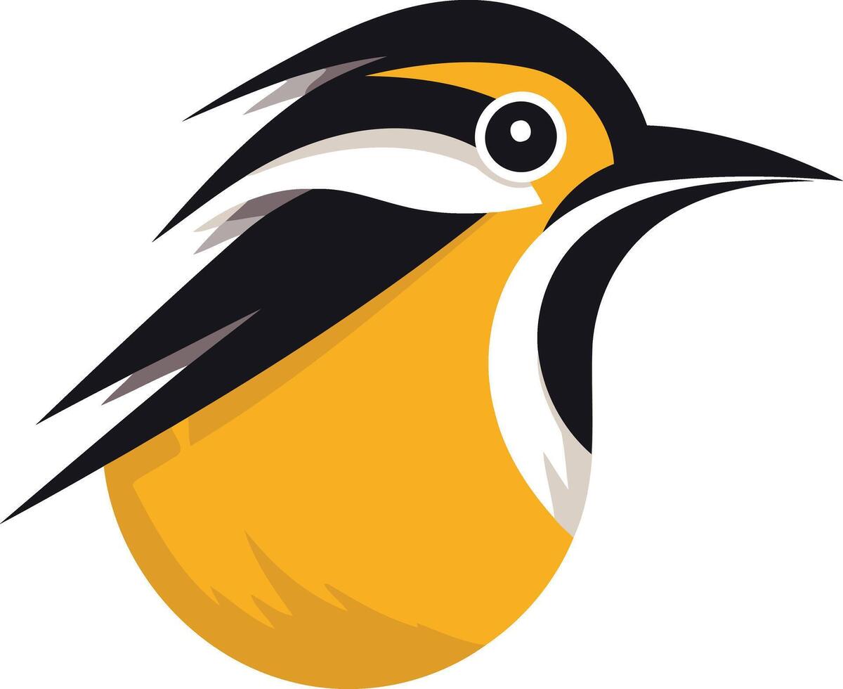 A vibrant, stylized illustration of a bird's head with bold black, yellow, and white colors vector
