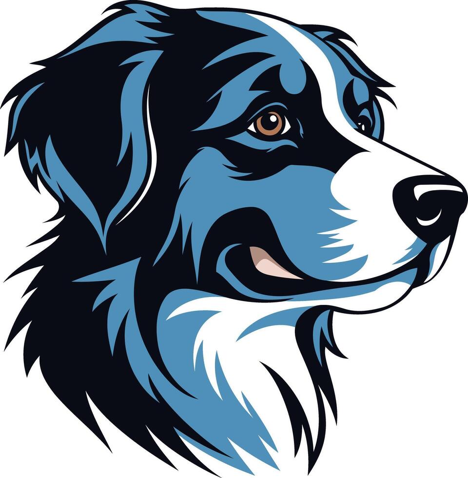 Blue and White Dog Head Portrait vector