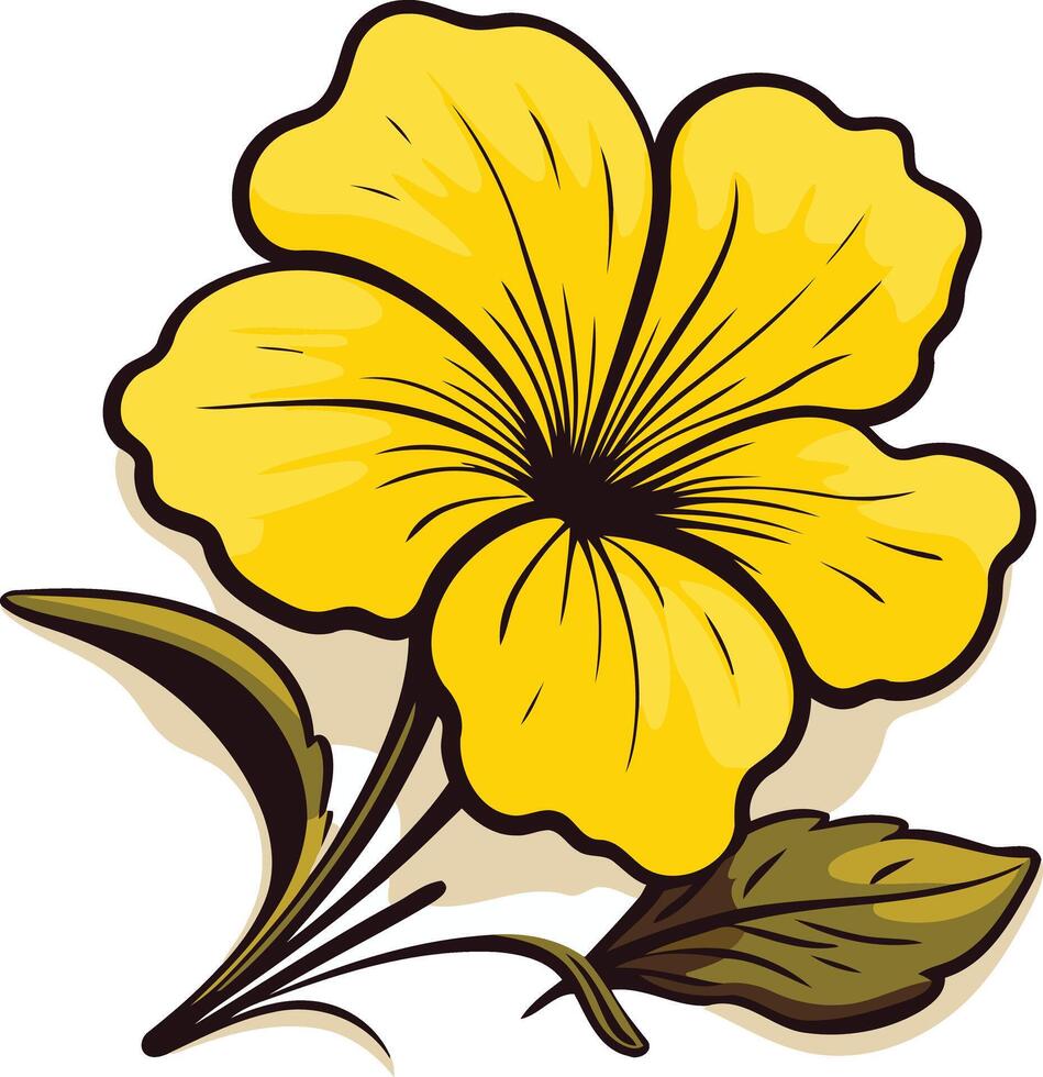 Yellow Flower with Green Leaves vector