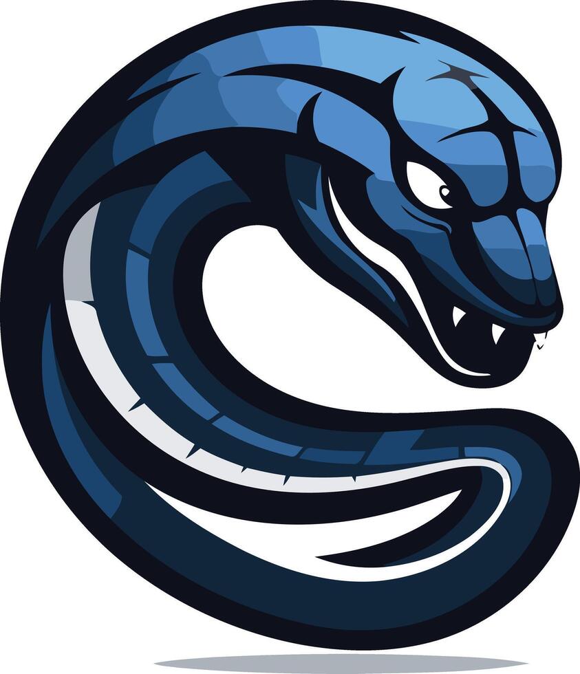 Blue and White Snake Logo Illustration vector