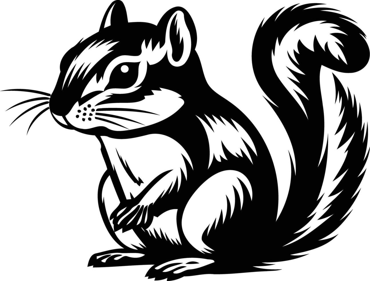 A bold black and white illustration of a cute chipmunk, perfect for adding a touch of nature to your designs vector