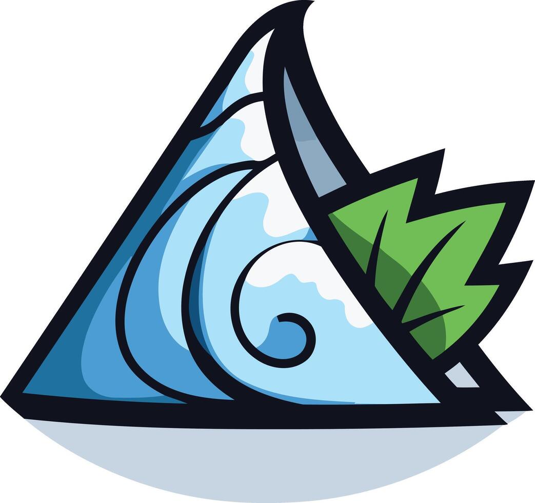 Abstract Water Wave with Green Leaf Illustration vector