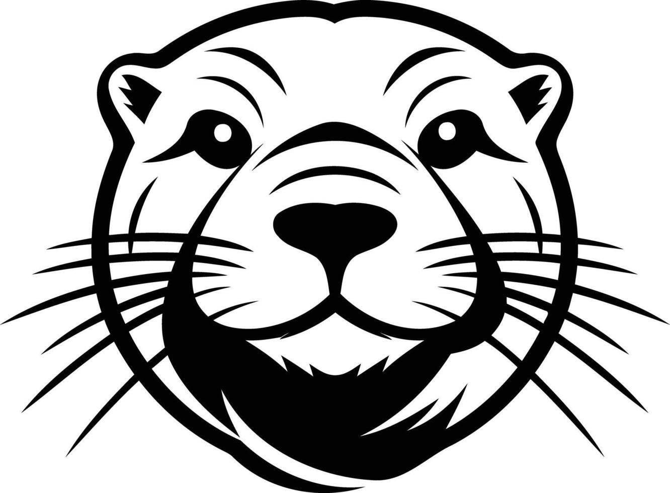 A bold, black and white illustration of an otter's face vector