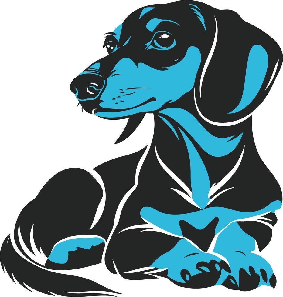 Blue and Black Dachshund Illustration vector