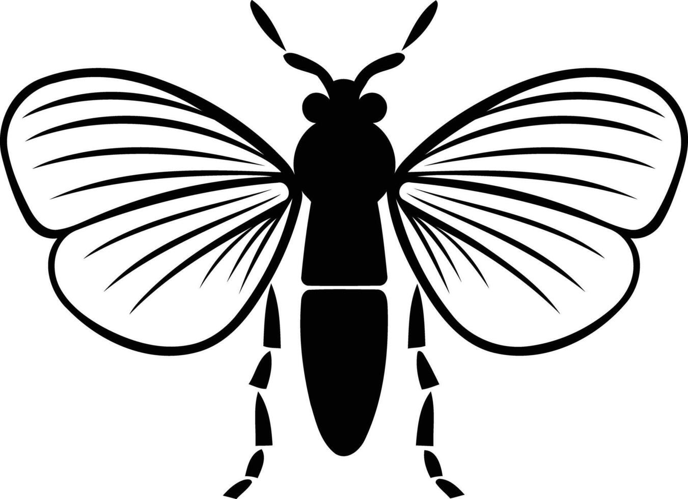 Simple, elegant silhouette of a moth with detailed wings vector