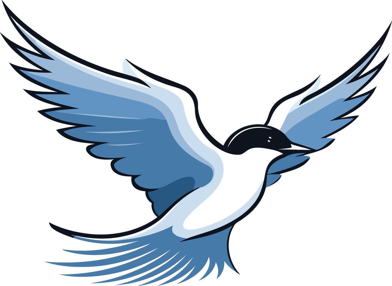 A stylized blue bird in flight, perfect for logo design, branding, and inspirational projects vector