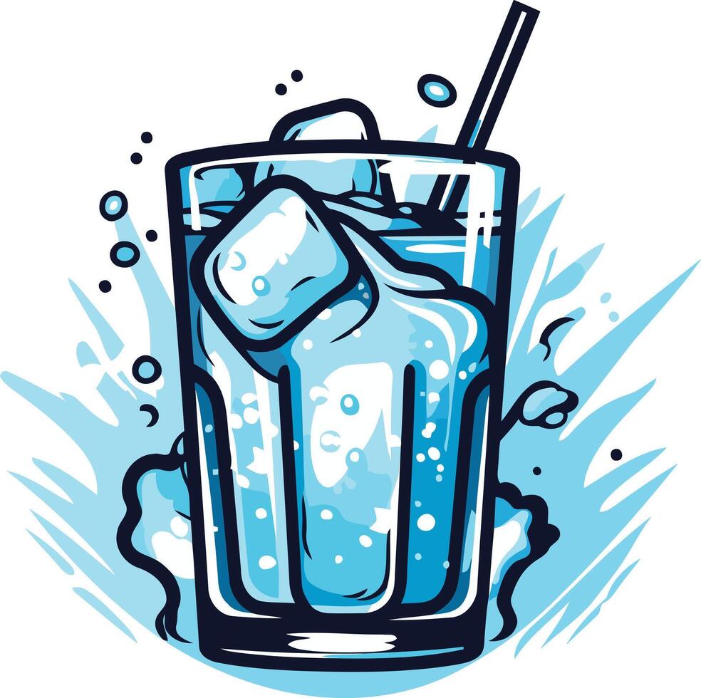 Ice Cold Drink with a Straw vector