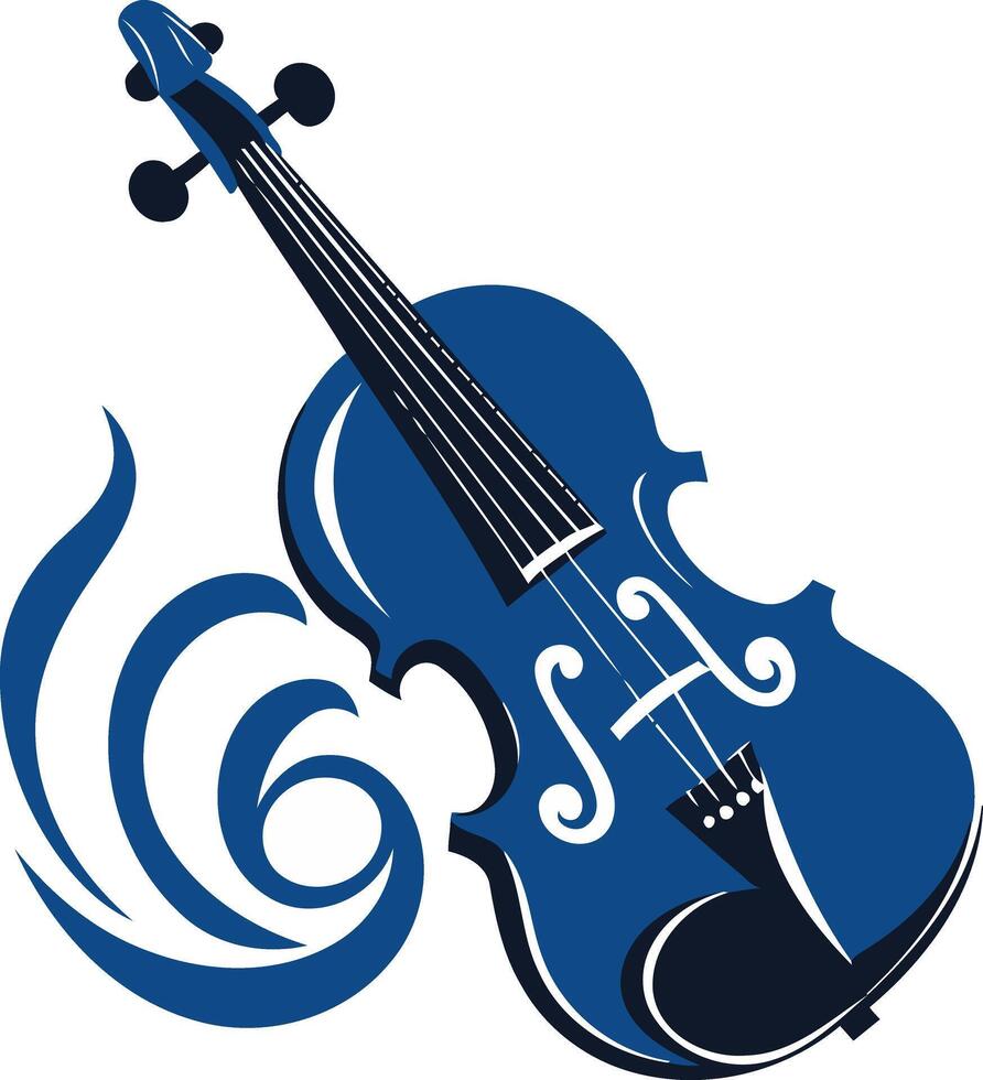 Blue Violin with Swirling Design vector