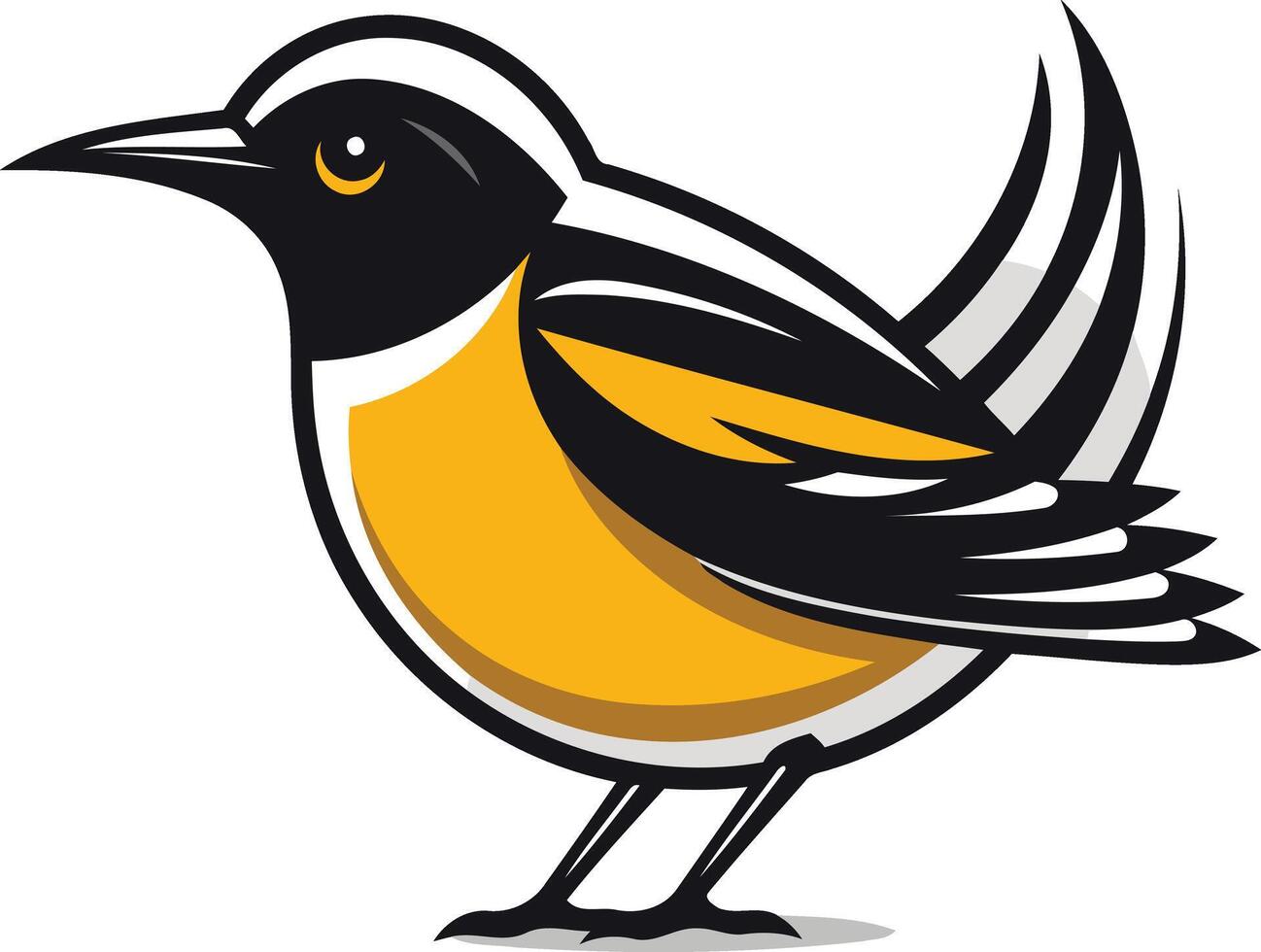 Cartoon Bird with Yellow and Black Feathers vector