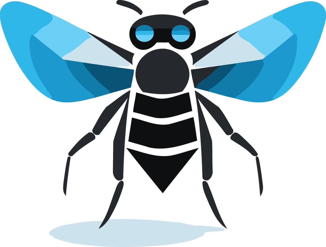Stylized Bee with Blue Wings vector