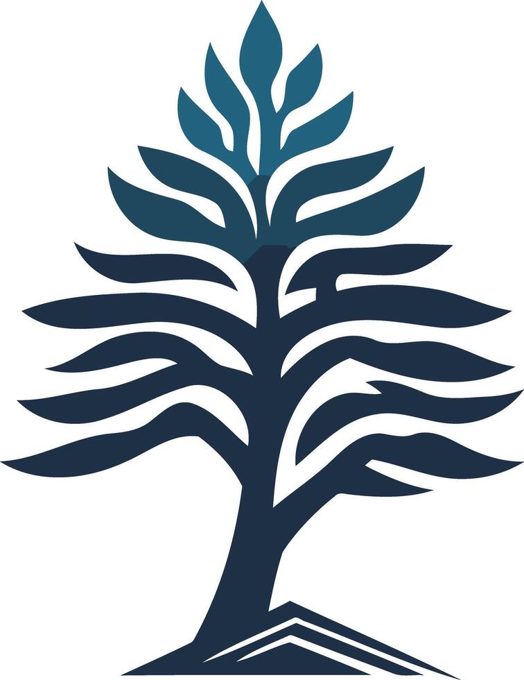 Stylized tree logo with blue and white color scheme vector
