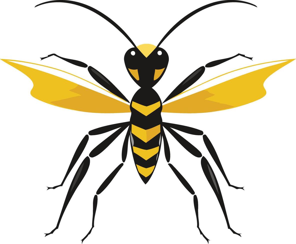 A Yellow and Black Wasp with Wings Spread Out vector