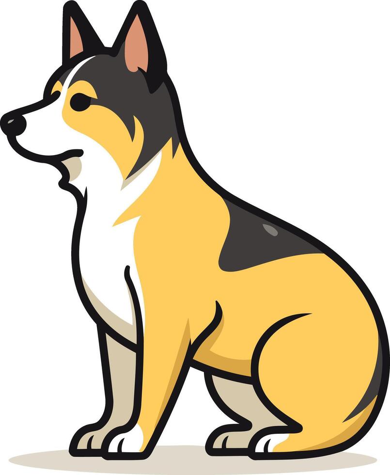 Cute cartoon illustration of a dog sitting with a friendly expression vector