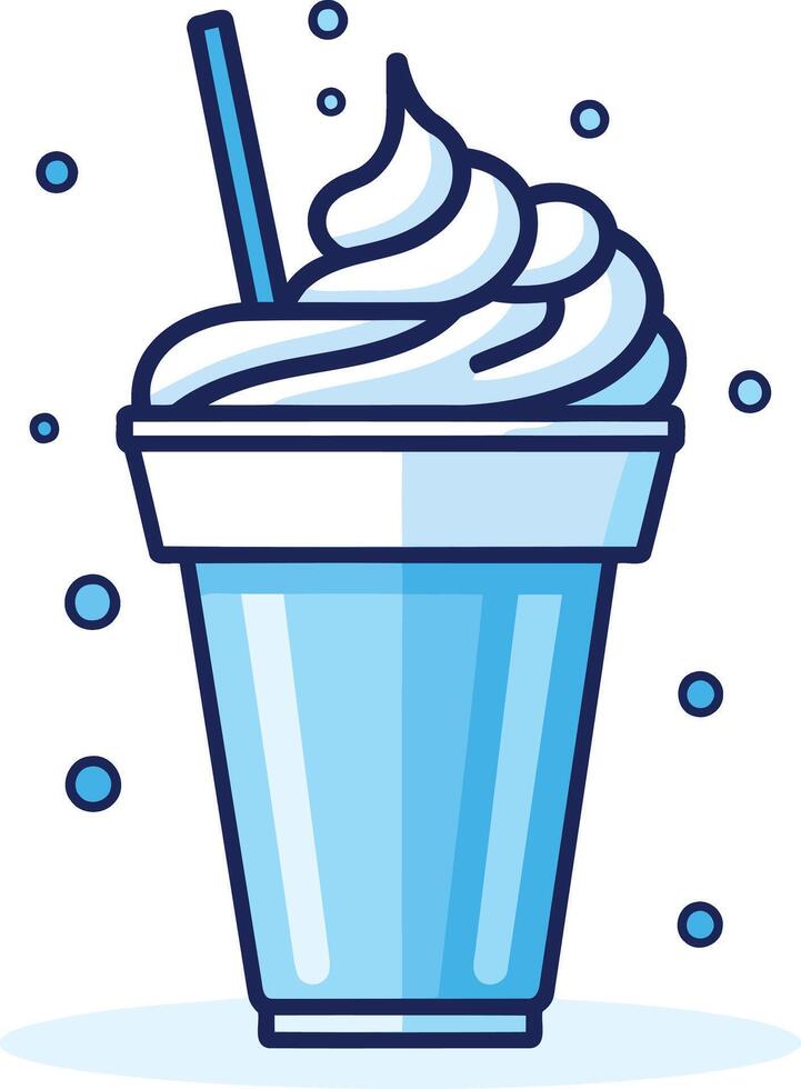 Blue Smoothie with Whipped Cream and Straw vector