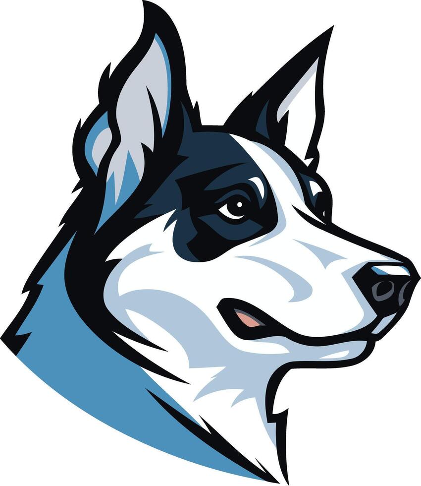 A bold, cartoon-style illustration of a dog's head, perfect for pet-related logos, branding, or designs vector