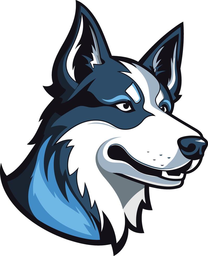 Cool and fierce, this cartoon husky logo is perfect for branding a sports team, gaming clan, or any business seeking a strong and playful identity vector