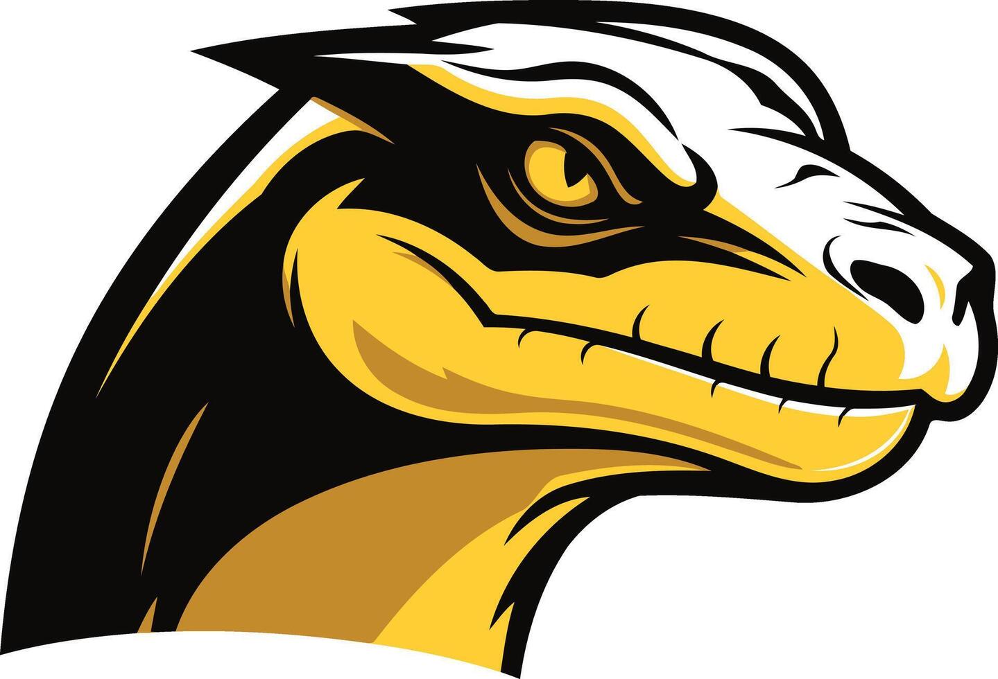 A fierce and stylized illustration of a lizard's head, perfect for sports team logos, mascots, and branding vector