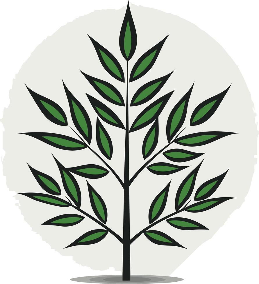 Simple Stylized Tree with Green Leaves vector
