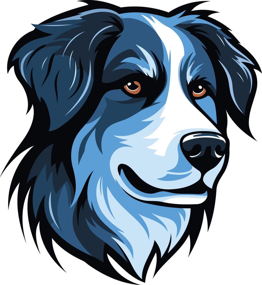Blue and White Border Collie Portrait vector