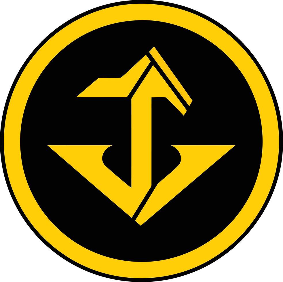 Abstract logo design featuring a stylized letter j within a yellow circle on a black background vector