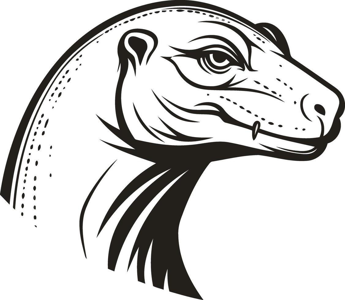 A fierce and detailed illustration of a komodo dragon's head, perfect for creating logos, branding, or designs with a powerful and prehistoric feel vector