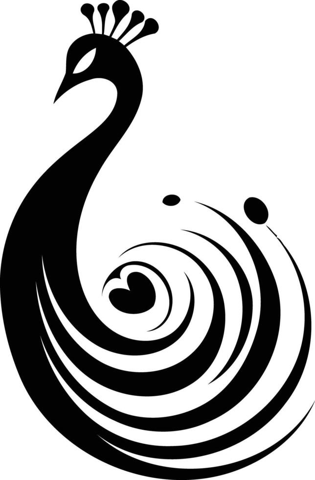 Stylized black and white peacock design vector