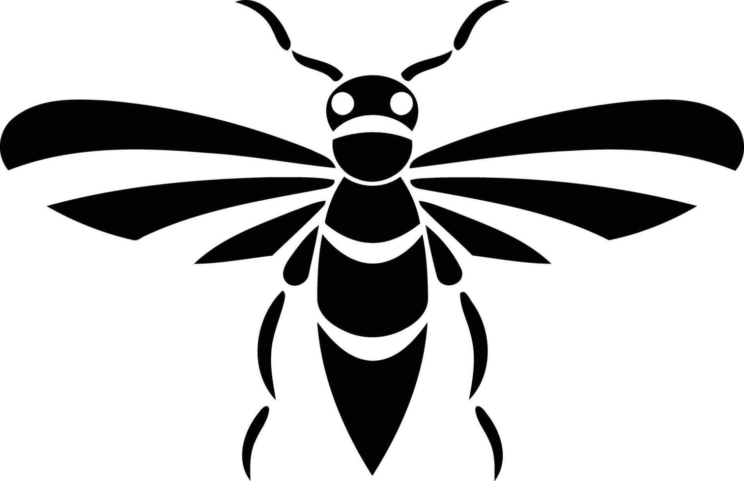 Stylized black and white silhouette of a wasp, perfect for logos, branding, or design projects vector
