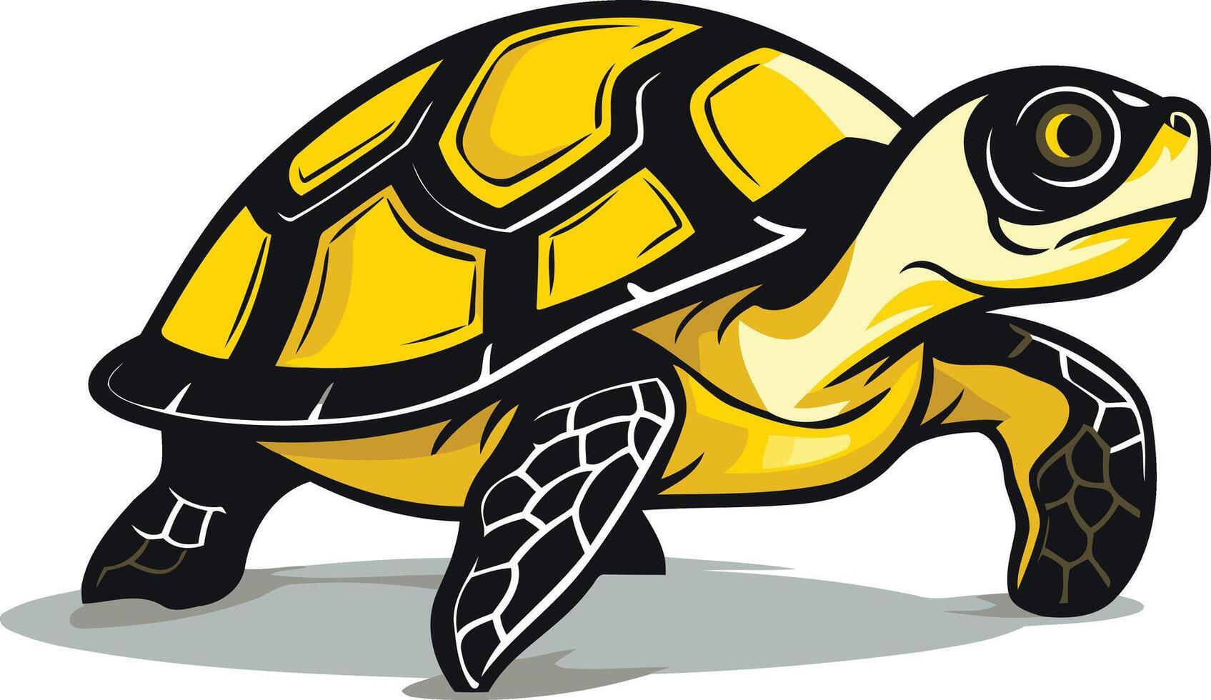 Cute cartoon turtle with yellow shell and black markings vector
