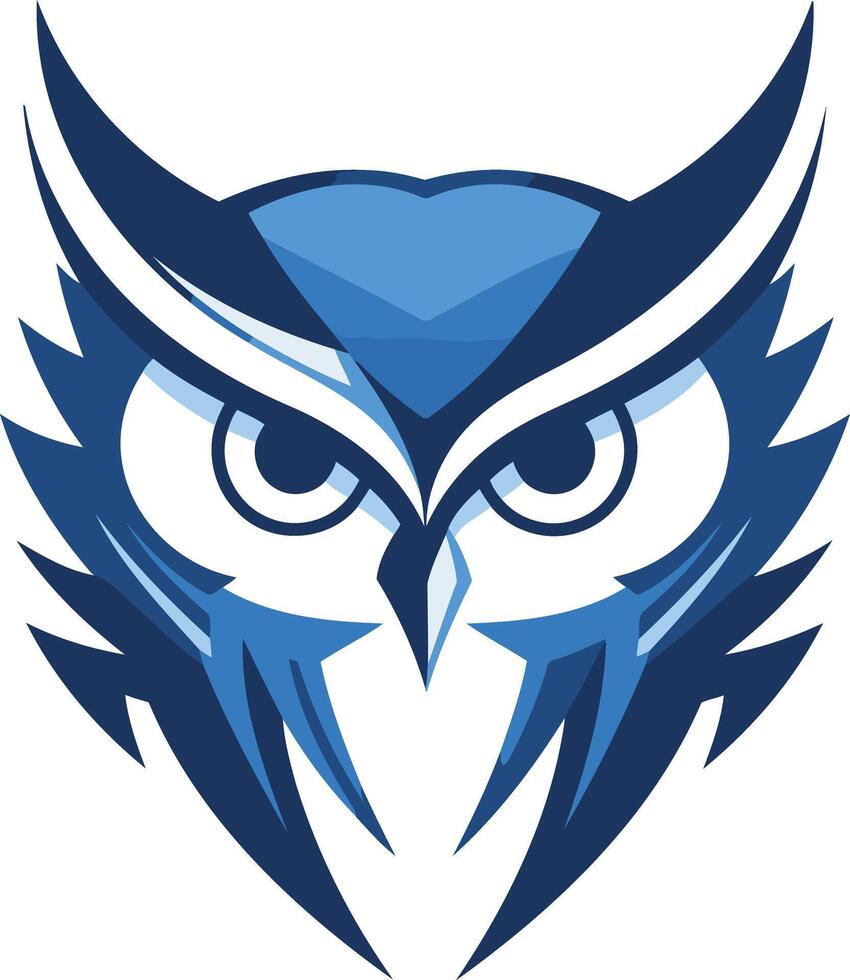 Blue Owl Logo Design with Sharp Features vector