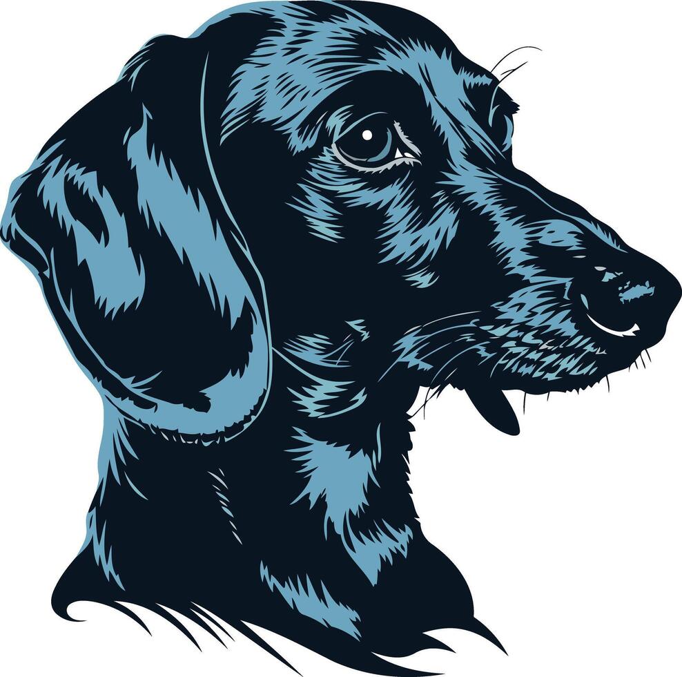 Black and Blue Dachshund Portrait vector