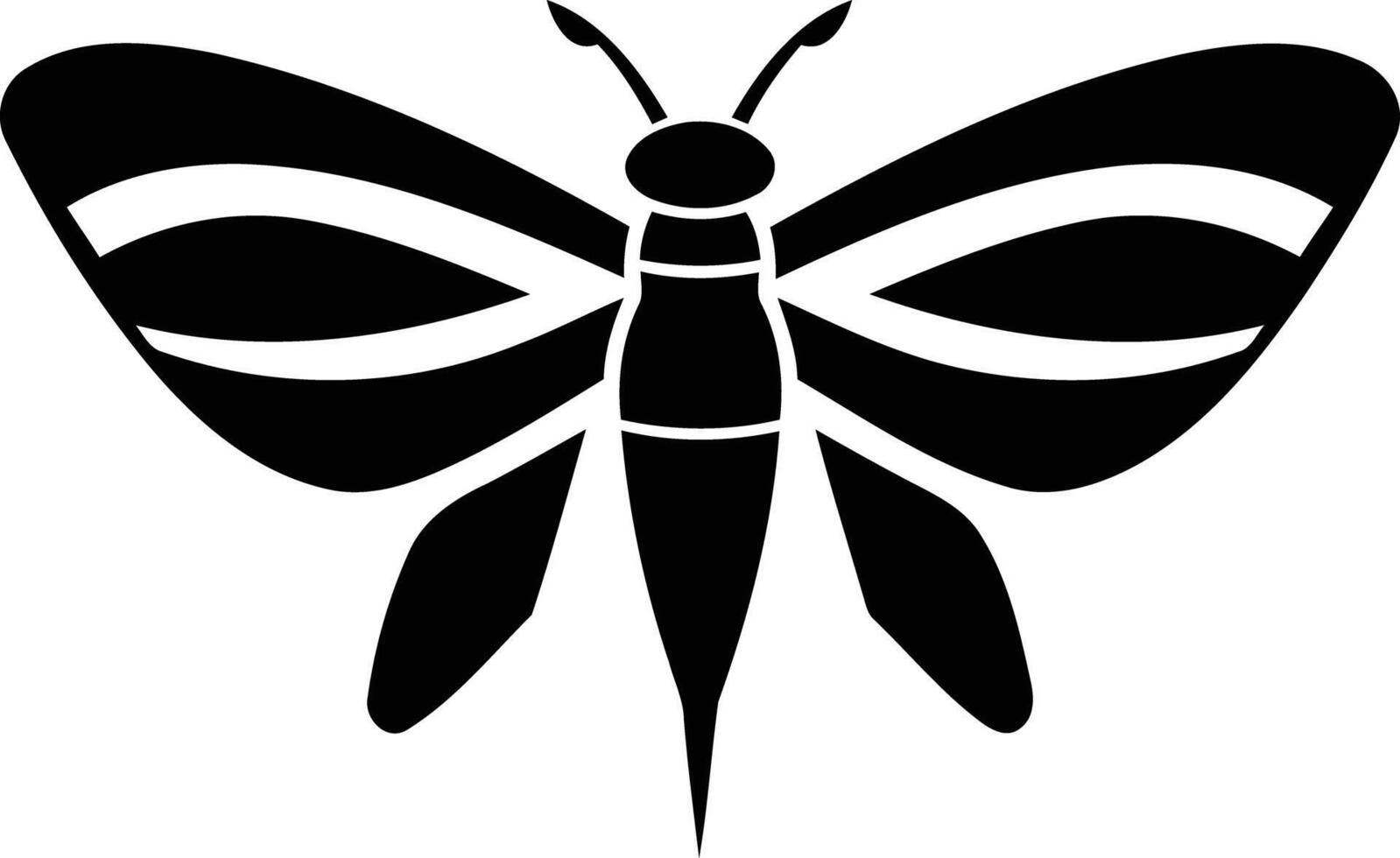 A simple, bold silhouette of a butterfly with its wings spread wide vector
