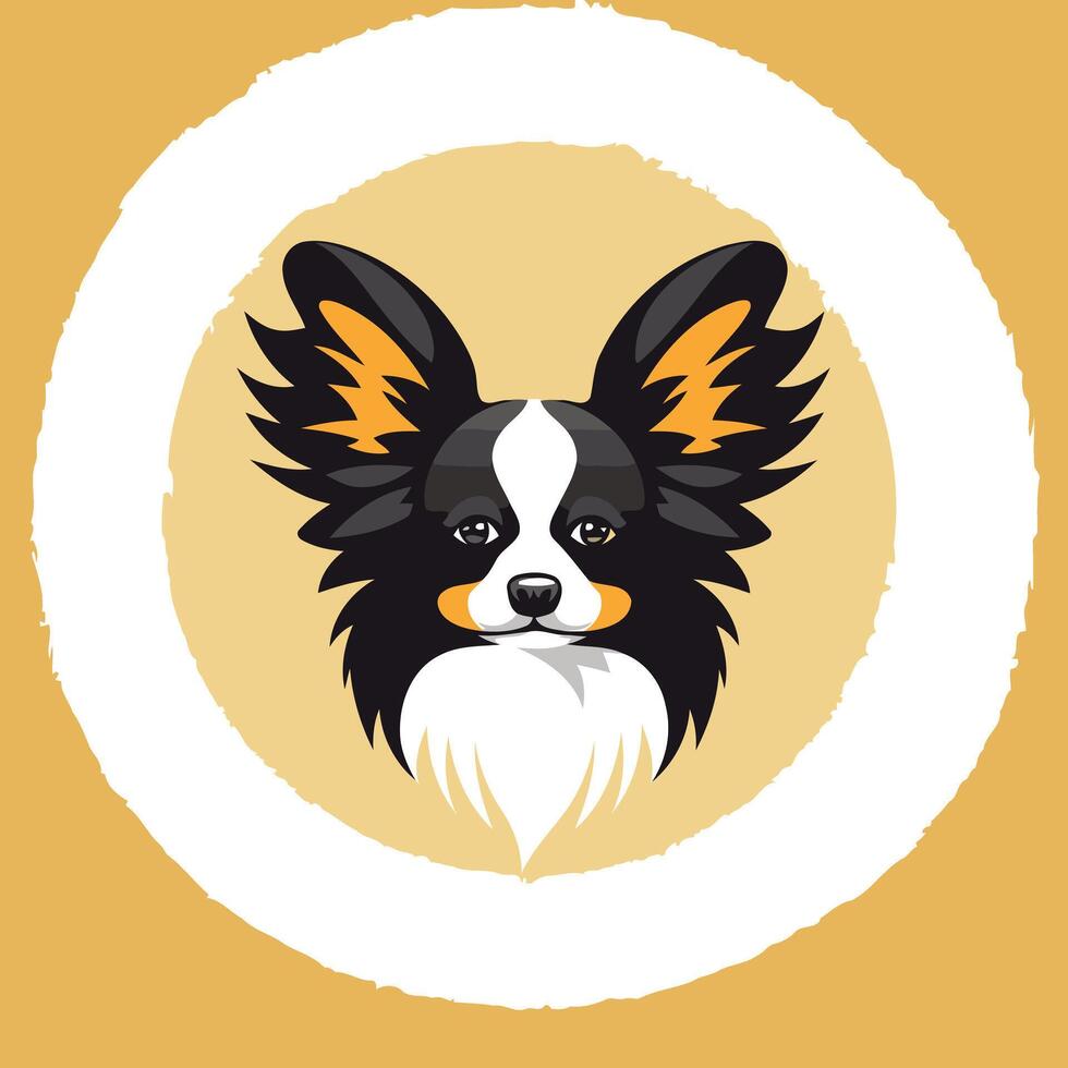 Papillon Dog Portrait with Orange Ears vector