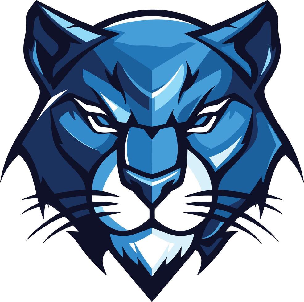 Powerful blue panther head logo, perfect for sports teams, gaming, or any brand seeking a bold and fierce identity vector