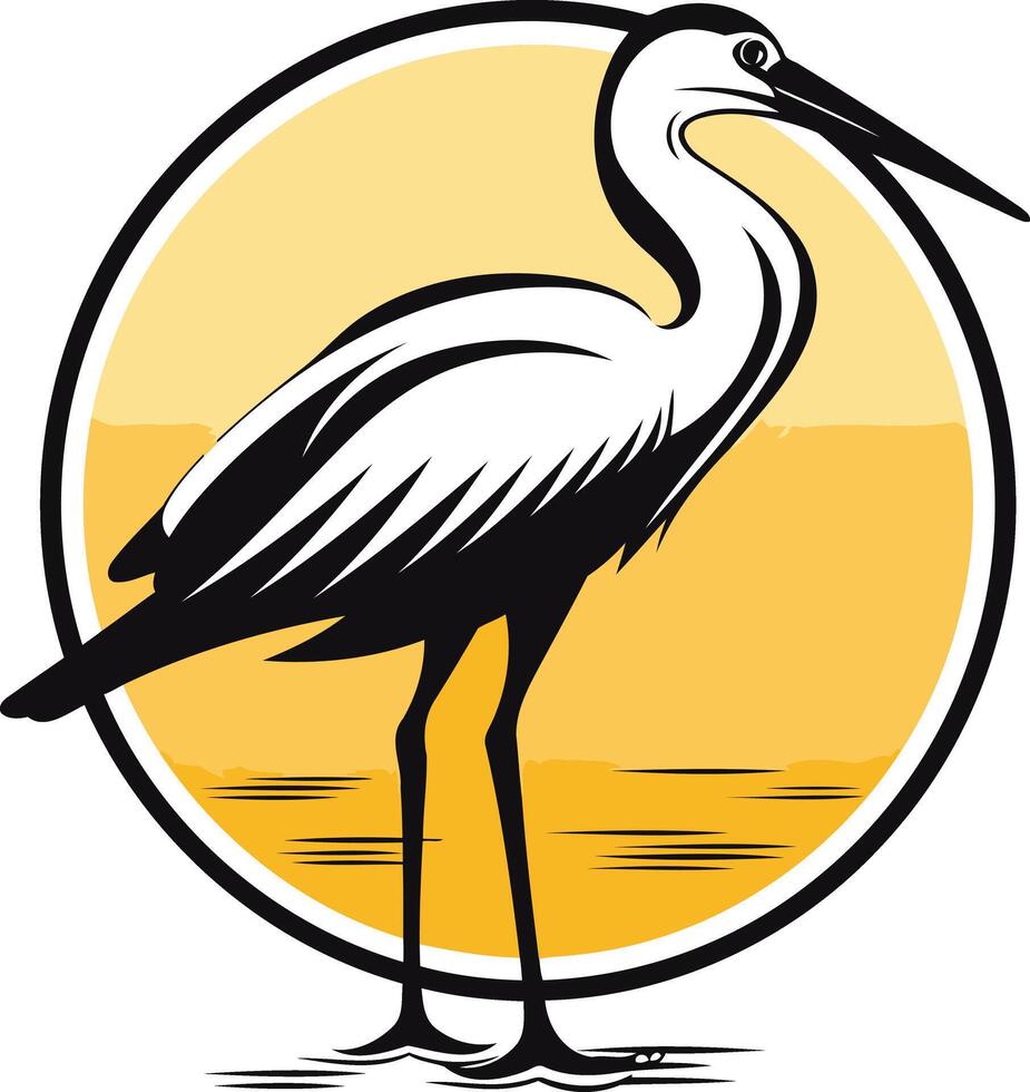 Elegant White Egret Bird Logo Design vector