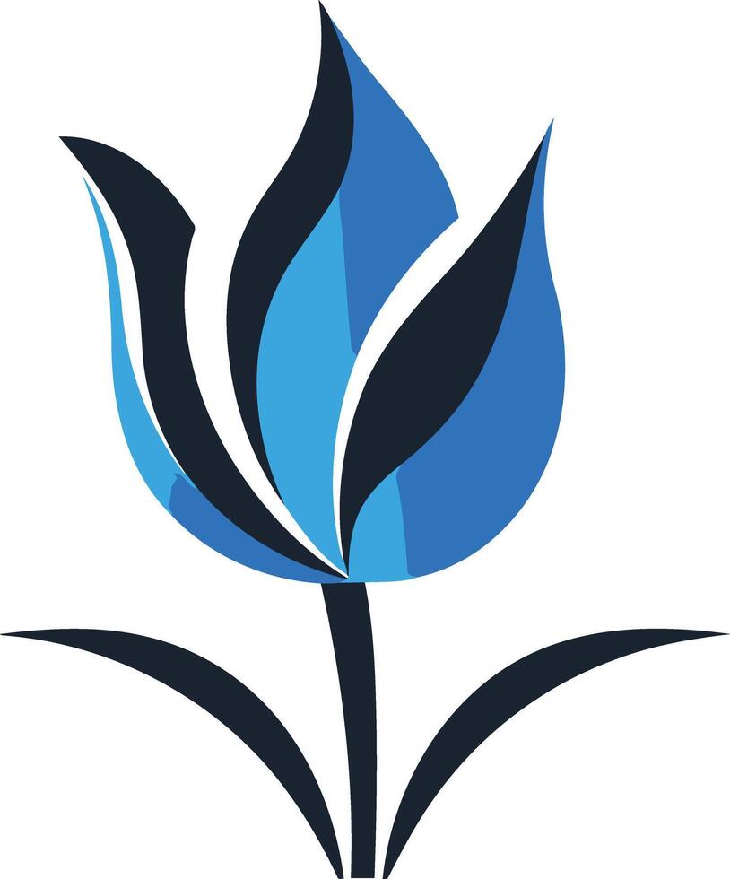 Stylish blue and black tulip logo, perfect for branding or design projects vector
